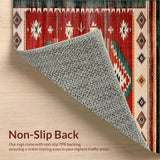 Ultra Soft Area Rug, Non Slip, Stain Resistant, Washable Area Rugs for Living Room, Bedroom, Rustic Ethnic Tribal Aesthetic(Red)