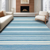 Ultra Soft Area Rug, Non Slip, Stain Resistant, Washable Area Rugs for Living Room, Bedroom, Chic Warm Earthy Stripes(Blue)