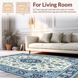 Ultra Soft Area Rug, Non Slip, Stain Resistant, Washable Area Rugs for Living Room, Bedroom, Rustic Vibrant Flower Arrangement(White)