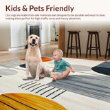 Ultra Soft Area Rug, Non Slip, Stain Resistant, Washable Area Rugs for Living Room, Bedroom, Contemporary Minimalist Area With Dynamic Abstract Geometric Design(Gray)