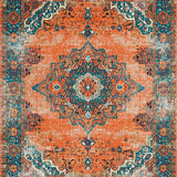Ultra Soft Area Rug, Non Slip, Stain Resistant, Washable Area Rugs for Living Room, Bedroom, Cozy Teal Orange Trellis Composition(Orange)