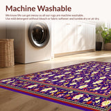 Ultra Soft Area Rug, Non Slip, Stain Resistant, Washable Area Rugs for Living Room, Bedroom, Botanical Wool Earthy Elegance(Purple)
