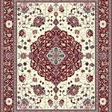Ultra Soft Area Rug, Non Slip, Stain Resistant, Washable Area Rugs for Living Room, Bedroom, Intricate Floral Vintage Area with Deep Red and Cream Accents(Red)