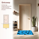 Ultra Soft Area Rug, Non Slip, Stain Resistant, Washable Area Rugs for Living Room, Bedroom, Preppy Cool Round Accent(Blue)