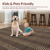 Ultra Soft Area Rug, Non Slip, Stain Resistant, Washable Area Rugs for Living Room, Bedroom, Trendy Abstract Diamond Layout(Brown)