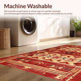 Ultra Soft Area Rug, Non Slip, Stain Resistant, Washable Area Rugs for Living Room, Bedroom, Dynamic Crimson and Brown Weave(Red)