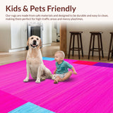 Ultra Soft Area Rug, Non Slip, Stain Resistant, Washable Area Rugs for Living Room, Bedroom, Joyful Multicolored Nature-Inspired Design(Pink)