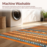 Ultra Soft Area Rug, Non Slip, Stain Resistant, Washable Area Rugs for Living Room, Bedroom, Modern Ethnic Tiled Design(Orange)