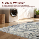 Ultra Soft Area Rug, Non Slip, Stain Resistant, Washable Area Rugs for Living Room, Bedroom, Elegant Geometric Earth Tones(Gray)
