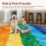 Ultra Soft Area Rug, Non Slip, Stain Resistant, Washable Area Rugs for Living Room, Bedroom, Ultra-Thin Modern Rainbow Living Room Carpet(Red)