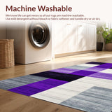 Ultra Soft Area Rug, Non Slip, Stain Resistant, Washable Area Rugs for Living Room, Bedroom, Bold Diamond Abstract Composition(Purple)