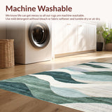 Ultra Soft Area Rug, Non Slip, Stain Resistant, Washable Area Rugs for Living Room, Bedroom, Rustic Distressed Geometric Style(Green)