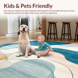 Ultra Soft Area Rug, Non Slip, Stain Resistant, Washable Area Rugs for Living Room, Bedroom, Modern Abstract Beige & Azure Blue Hues Artistic(Blue)