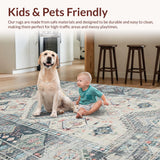Ultra Soft Area Rug, Non Slip, Stain Resistant, Washable Area Rugs for Living Room, Bedroom, Eclectic Geometric Textured Motif(Gray)