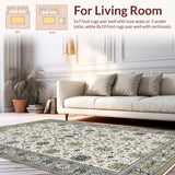 Ultra Soft Area Rug, Non Slip, Stain Resistant, Washable Area Rugs for Living Room, Bedroom, Minimalist Muted Trellis Concept(White)