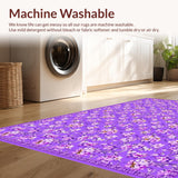 Ultra Soft Area Rug, Non Slip, Stain Resistant, Washable Area Rugs for Living Room, Bedroom, Whimsical Flower Motif Delight(Purple)