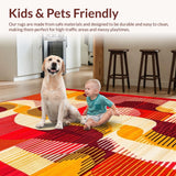 Ultra Soft Area Rug, Non Slip, Stain Resistant, Washable Area Rugs for Living Room, Bedroom, Scandinavian Inspired Bold Patterns(Red)