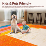 Ultra Soft Area Rug, Non Slip, Stain Resistant, Washable Area Rugs for Living Room, Bedroom, Chic Distressed Colorful Patterns(Orange)