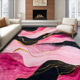 Ultra Soft Area Rug, Non Slip, Stain Resistant, Washable Area Rugs for Living Room, Bedroom, Artistic Swirling Patterned Canvas(Pink)