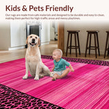 Ultra Soft Area Rug, Non Slip, Stain Resistant, Washable Area Rugs for Living Room, Bedroom, Funky Geometric Animal Aesthetic(Pink)