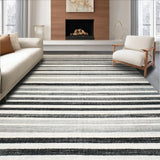 Ultra Soft Area Rug, Non Slip, Stain Resistant, Washable Area Rugs for Living Room, Bedroom, Black and White Striped Rug, Absorbent Non Slip Backing, Geometric Flair(Gray)