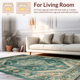 Ultra Soft Area Rug, Non Slip, Stain Resistant, Washable Area Rugs for Living Room, Bedroom, Elegant Abstract Tiled Composition(Green)