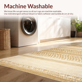Ultra Soft Area Rug, Non Slip, Stain Resistant, Washable Area Rugs for Living Room, Bedroom, Rustic Tan Trellis Design Element(Beige)