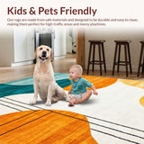 Ultra Soft Area Rug, Non Slip, Stain Resistant, Washable Area Rugs for Living Room, Bedroom, Artistic Teal and Rust Brush Strokes(White)