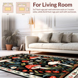 Ultra Soft Area Rug, Non Slip, Stain Resistant, Washable Area Rugs for Living Room, Bedroom, Sophisticated Abstract Nature Influence(Black)