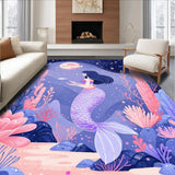 Ultra Soft Area Rug, Non Slip, Stain Resistant, Washable Area Rugs for Living Room, Bedroom, Delicate Plush Oceanic Dreamscape(Purple)