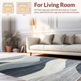 Ultra Soft Area Rug, Non Slip, Stain Resistant, Washable Area Rugs for Living Room, Bedroom, Chic Vintage Textured Design(Gray)