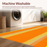 Ultra Soft Area Rug, Non Slip, Stain Resistant, Washable Area Rugs for Living Room, Bedroom, Artistic Plush Geometric Motif(Orange)