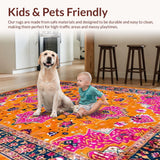 Ultra Soft Area Rug, Non Slip, Stain Resistant, Washable Area Rugs for Living Room, Bedroom, Contemporary Vibrant Pattern Showcase(Orange)