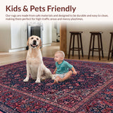 Ultra Soft Area Rug, Non Slip, Stain Resistant, Washable Area Rugs for Living Room, Bedroom, Velvet Mauve Splendor Carpet With Artistic Navy Medallion Design Elements(Blue)