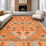 Ultra Soft Area Rug, Non Slip, Stain Resistant, Washable Area Rugs for Living Room, Bedroom, Charming Multi-Color Ogee Pattern(Orange)