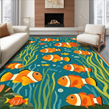 Ultra Soft Area Rug, Non Slip, Stain Resistant, Washable Area Rugs for Living Room, Bedroom, Lively Colorful Cartoon Pattern(Orange)