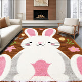 Ultra Soft Area Rug, Non Slip, Stain Resistant, Washable Area Rugs for Living Room, Bedroom, Cozy Nature-Inspired Bunny Artwork(Brown)