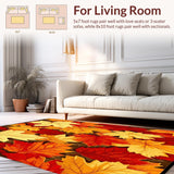 Ultra Soft Area Rug, Non Slip, Stain Resistant, Washable Area Rugs for Living Room, Bedroom, Vibrant Autumn Leaves Area Rug(Red)