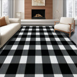 Ultra Soft Area Rug, Non Slip, Stain Resistant, Washable Area Rugs for Living Room, Bedroom, Sleek Neutral Lattice Visual Style(Black)