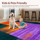 Ultra Soft Area Rug, Non Slip, Stain Resistant, Washable Area Rugs for Living Room, Bedroom, Abstract Splashed Color Rug(Purple)