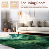 Ultra Soft Area Rug, Non Slip, Stain Resistant, Washable Area Rugs for Living Room, Bedroom, Rustic Tree Silhouette Outdoor Decor(Green)