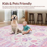 Ultra Soft Area Rug, Non Slip, Stain Resistant, Washable Area Rugs for Living Room, Bedroom, Elegant Solid Color Serenity(Pink)