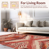Ultra Soft Area Rug, Non Slip, Stain Resistant, Washable Area Rugs for Living Room, Bedroom, Stylish Textured Natural Palette(Red)