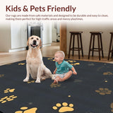 Ultra Soft Area Rug, Non Slip, Stain Resistant, Washable Area Rugs for Living Room, Bedroom, Chic Minimalist Paw Print Aesthetic(Gray)