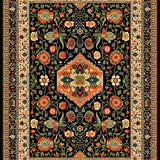 Ultra Soft Area Rug, Non Slip, Stain Resistant, Washable Area Rugs for Living Room, Bedroom, Artistic Black and Orange Visuals(Black)