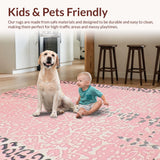 Ultra Soft Area Rug, Non Slip, Stain Resistant, Washable Area Rugs for Living Room, Bedroom, Soft Pastel Animal Print Delight(Pink)