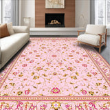 Ultra Soft Area Rug, Non Slip, Stain Resistant, Washable Area Rugs for Living Room, Bedroom, Pastel Soft Textured Medallion Style(Pink)