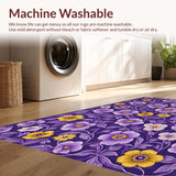 Ultra Soft Area Rug, Non Slip, Stain Resistant, Washable Area Rugs for Living Room, Bedroom, Luxurious Vibrant Garden Style(Purple)