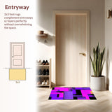 Ultra Soft Area Rug, Non Slip, Stain Resistant, Washable Area Rugs for Living Room, Bedroom, Modern Playful Geometric Motif(Purple)