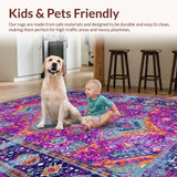 Ultra Soft Area Rug, Non Slip, Stain Resistant, Washable Area Rugs for Living Room, Bedroom, Bold Modern Geometric Layout(Purple)